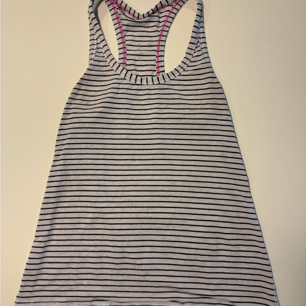 lululemon athletica Black and White Striped Tank Top